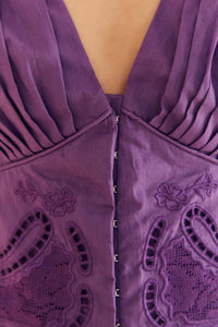 Blouse courte à manches bouffantes - Violet
