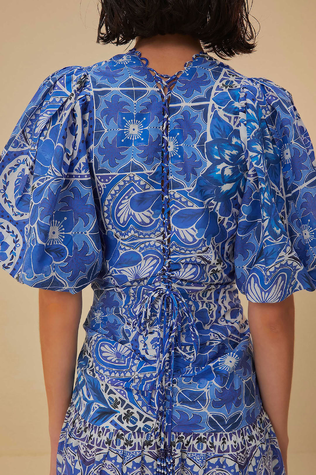 Robe courte à col V - Bleu
