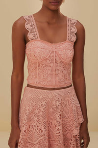 Corset sans manches en dentelle - Rose