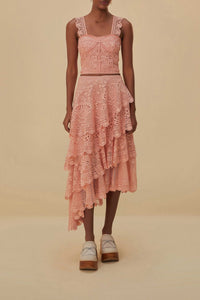 Corset sans manches en dentelle - Rose