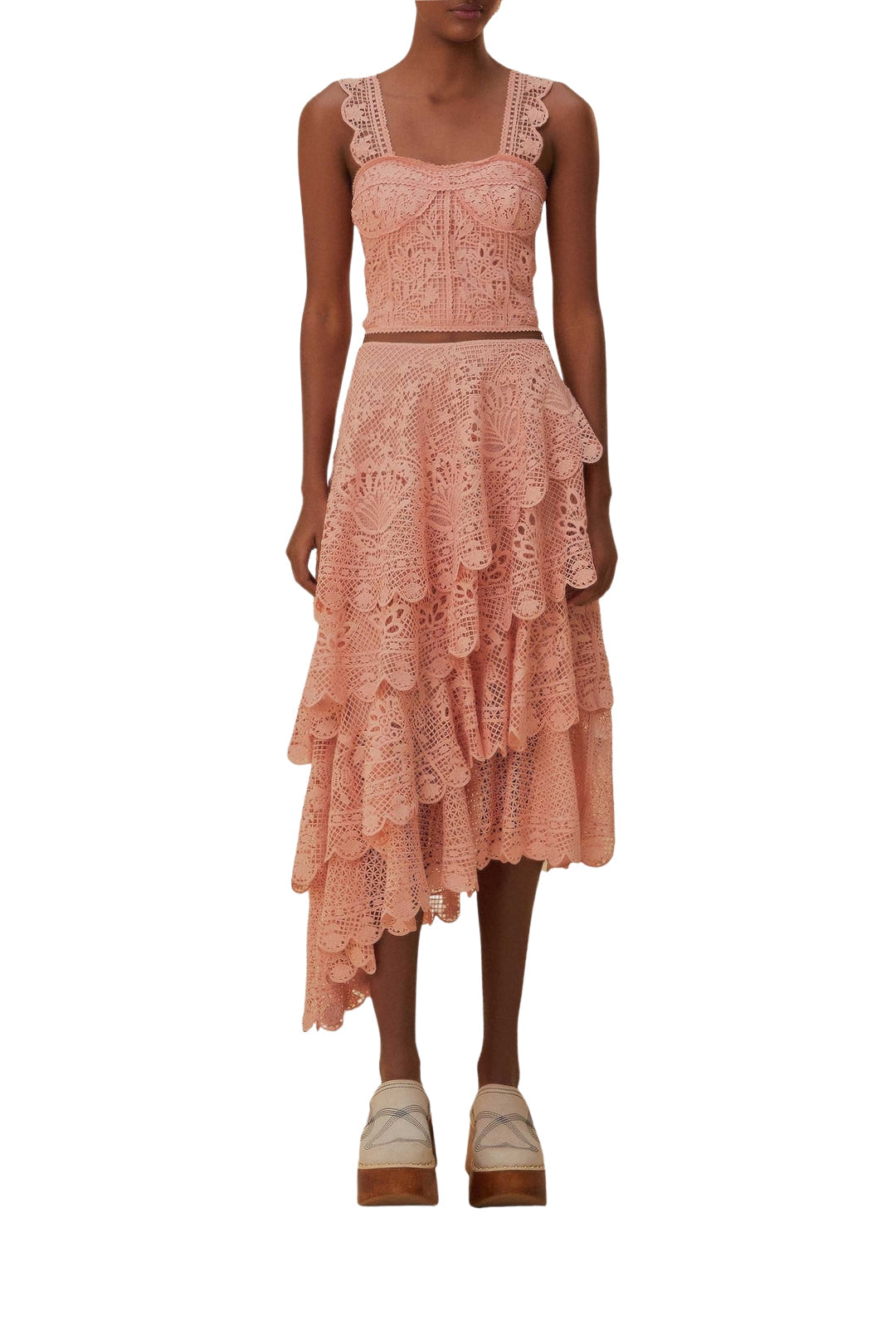 Corset sans manches en dentelle - Rose
