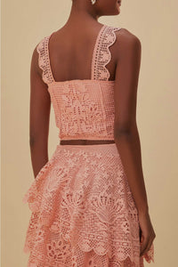 Corset sans manches en dentelle - Rose