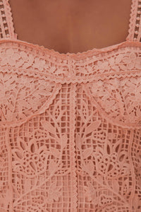 Corset sans manches en dentelle - Rose