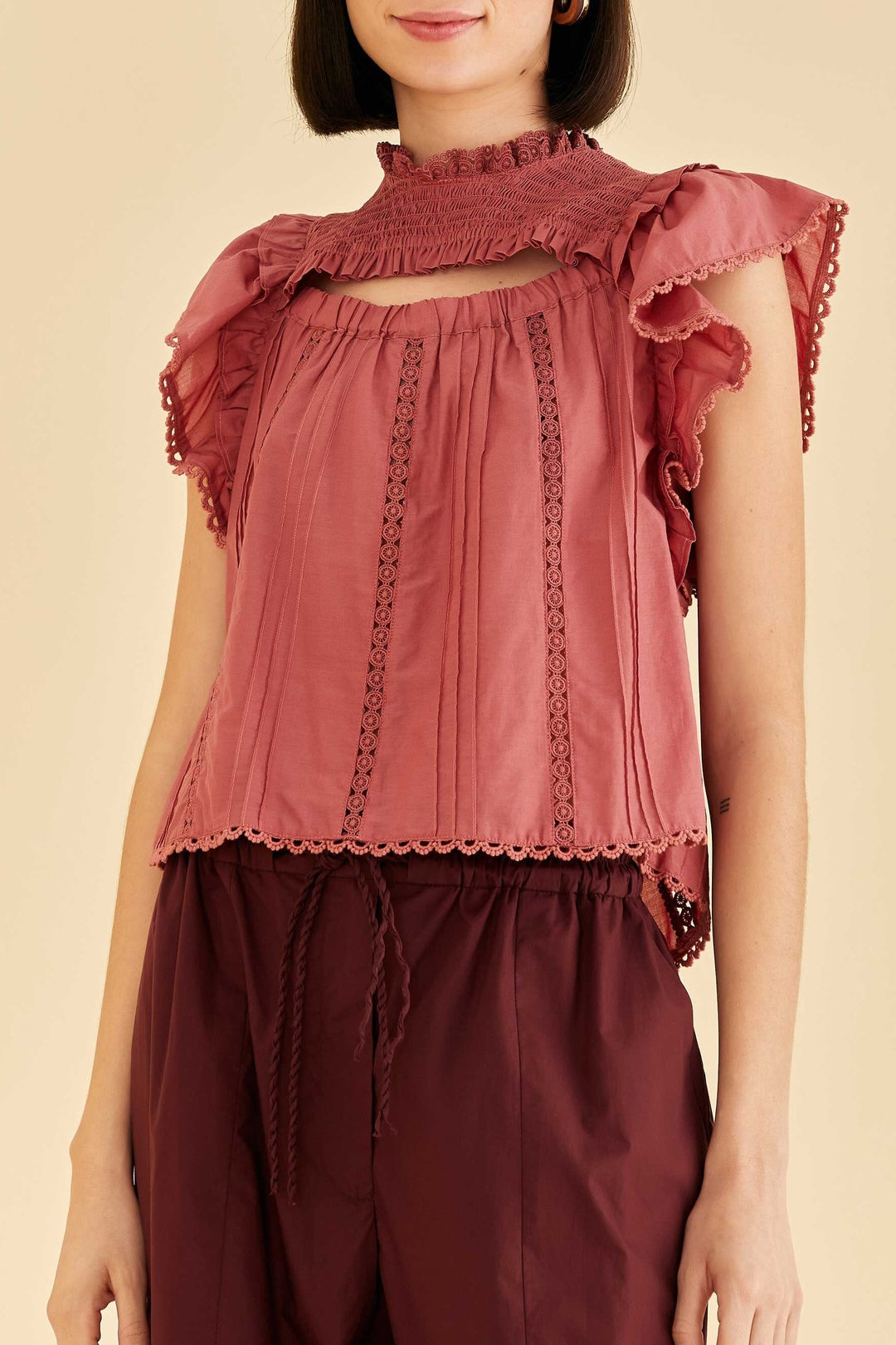 Blouse Blush ruffles - Rose