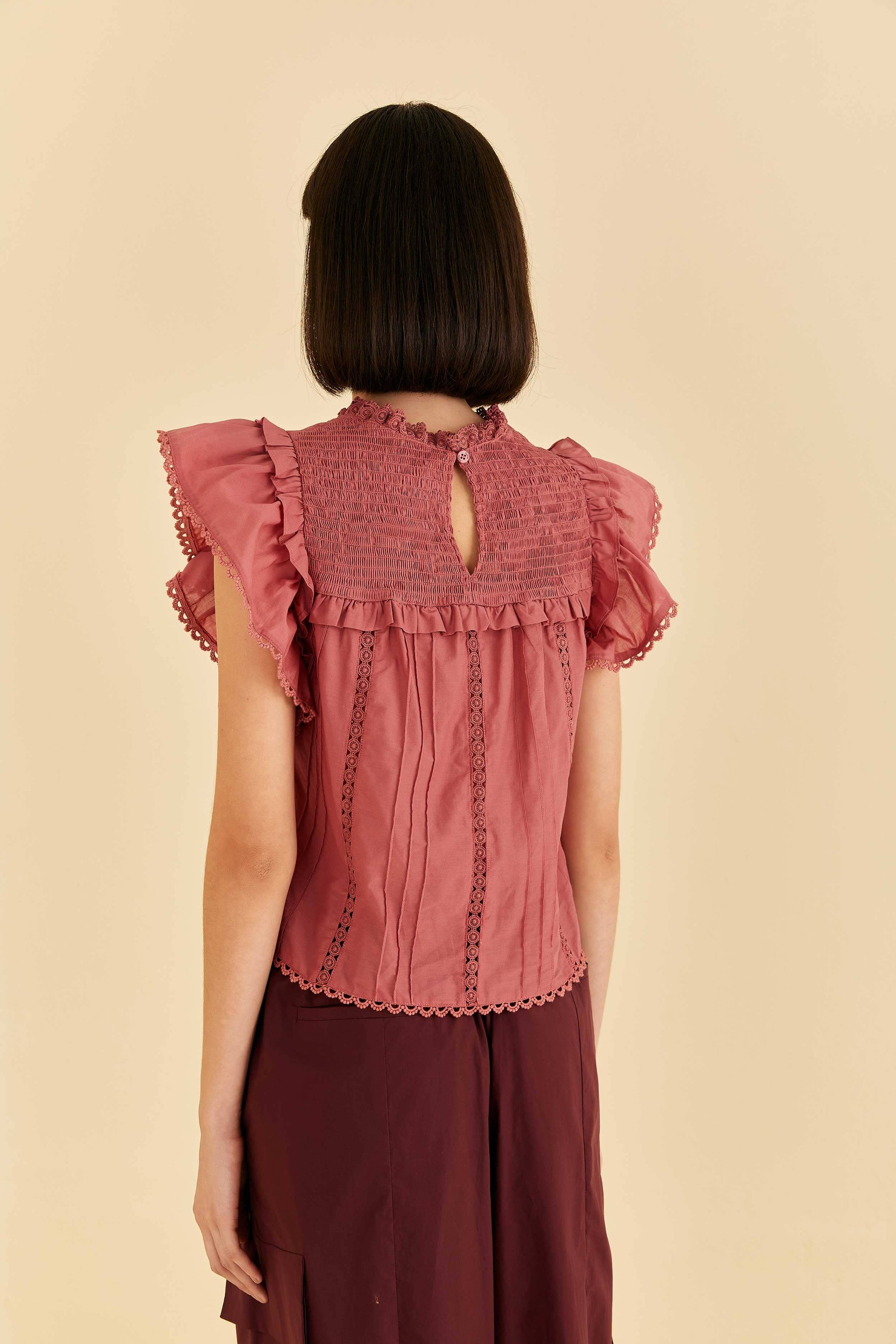 Blouse Blush ruffles - Rose