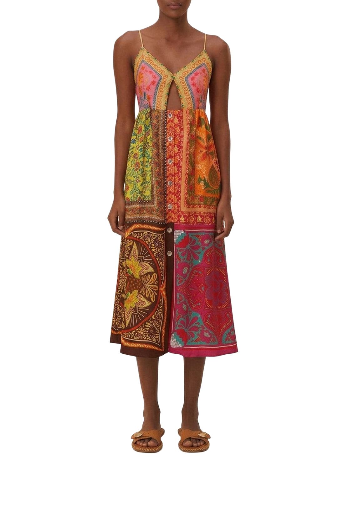 Robe midi à multiple foulards - Multicolore
