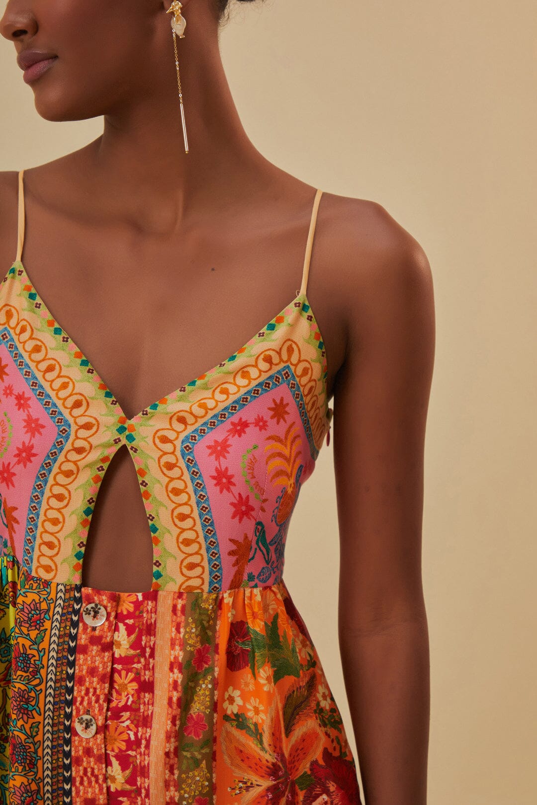 Robe midi à multiple foulards - Multicolore