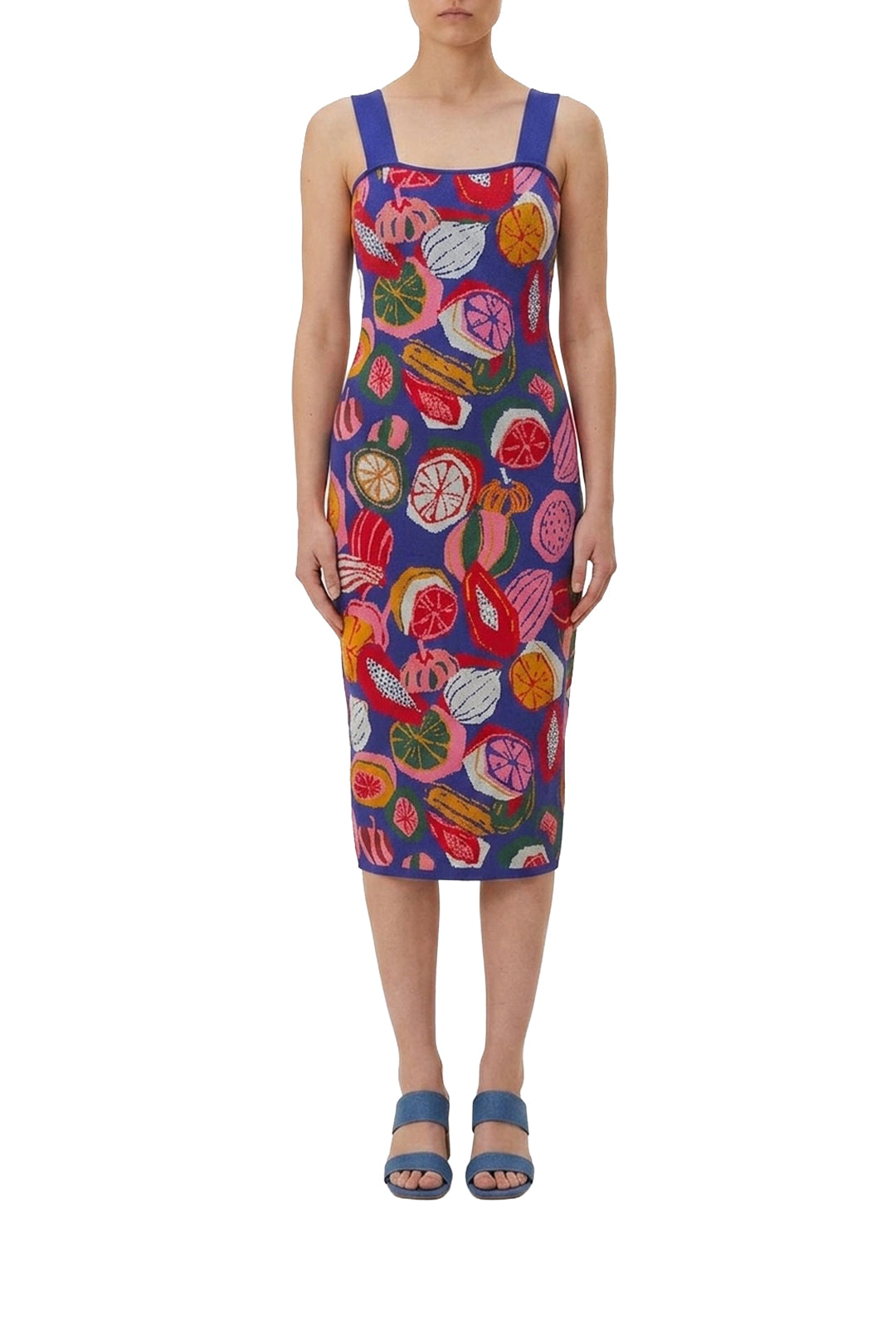 Robe midi Colorful Salad en maille - Bleu
