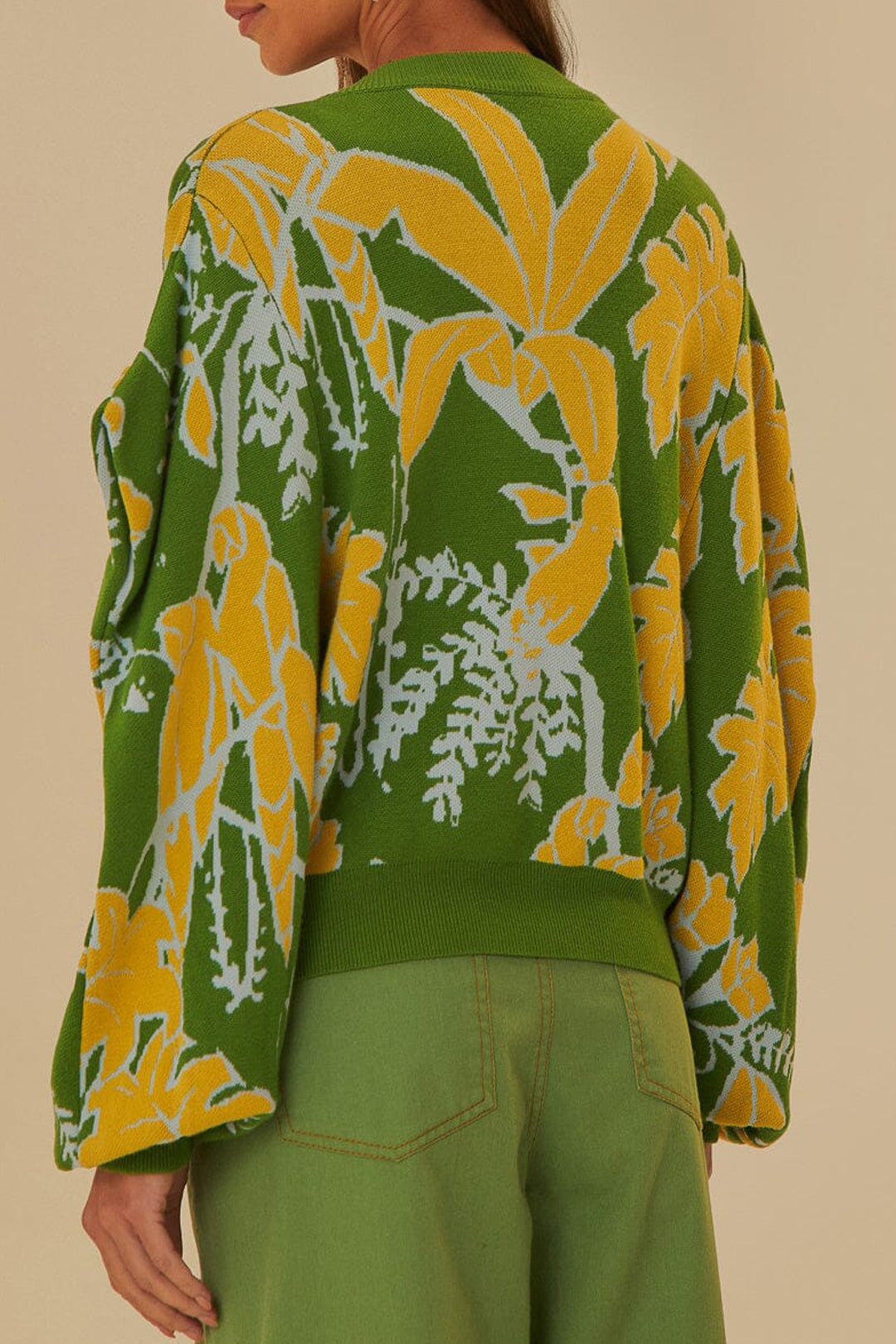Cardigan Croquis de feuillage - Vert