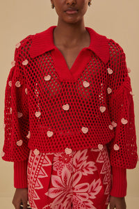 Pull Coeurs en coton - Rose