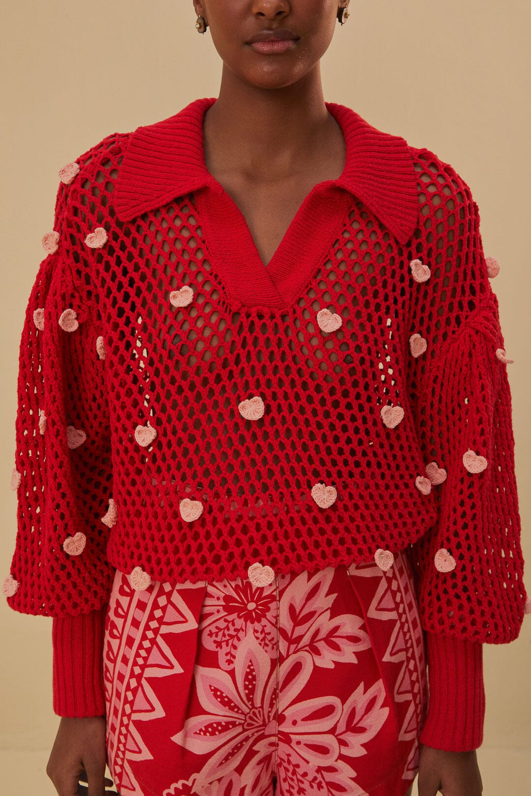 Pull Coeurs en coton - Rose