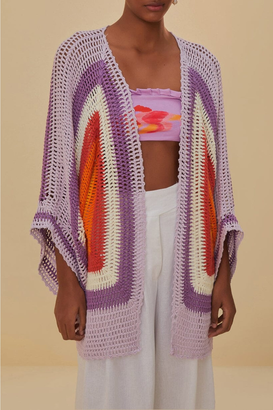 Kimono Sunset en crochet - Multicolore
