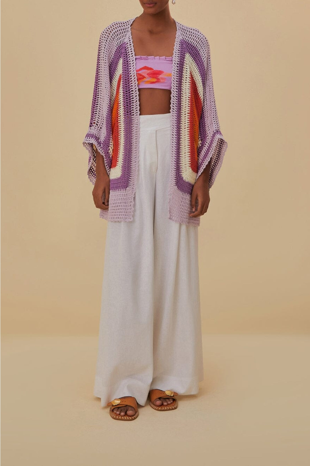 Kimono Sunset en crochet - Multicolore