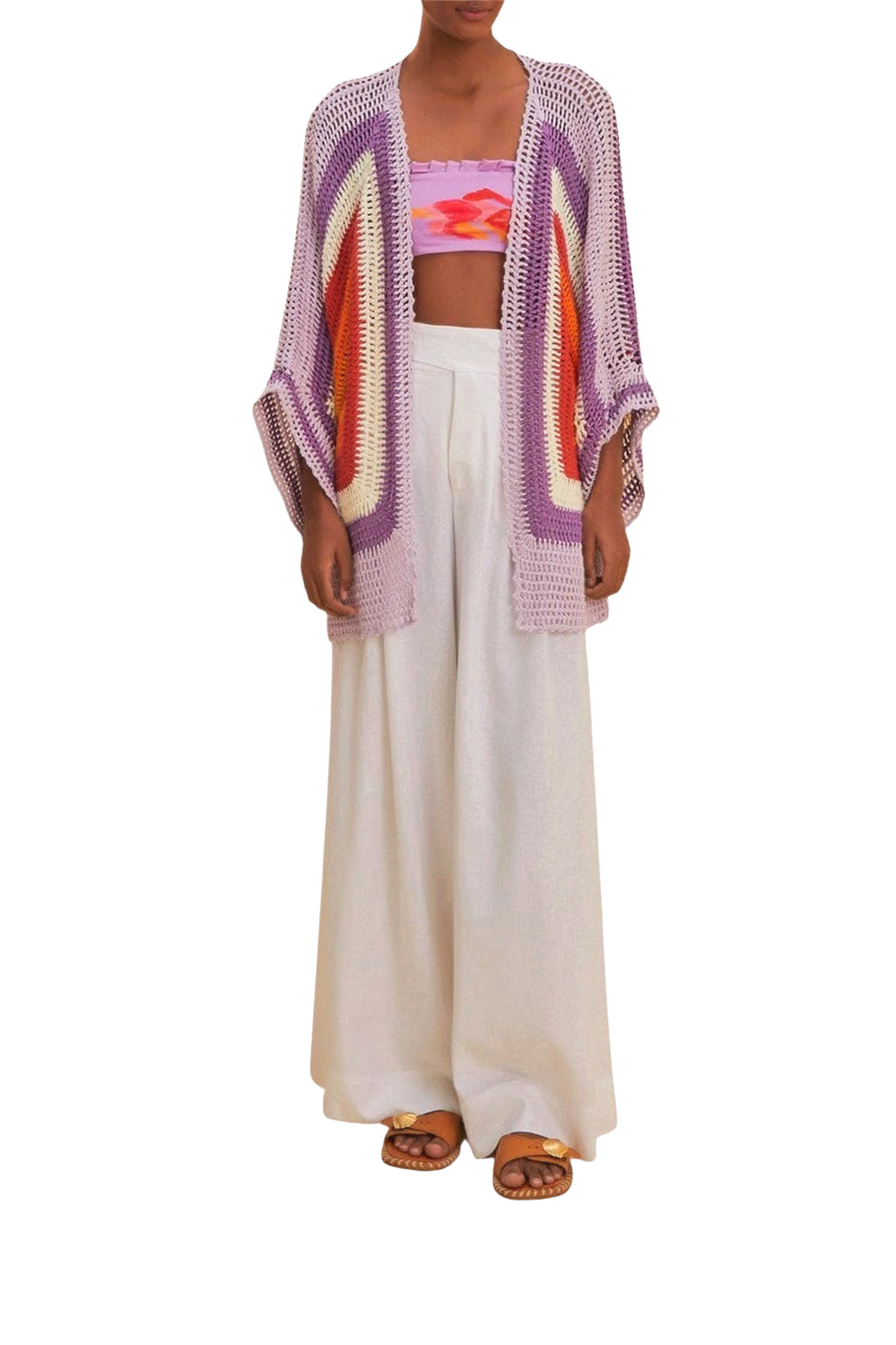 Kimono Sunset en crochet - Multicolore