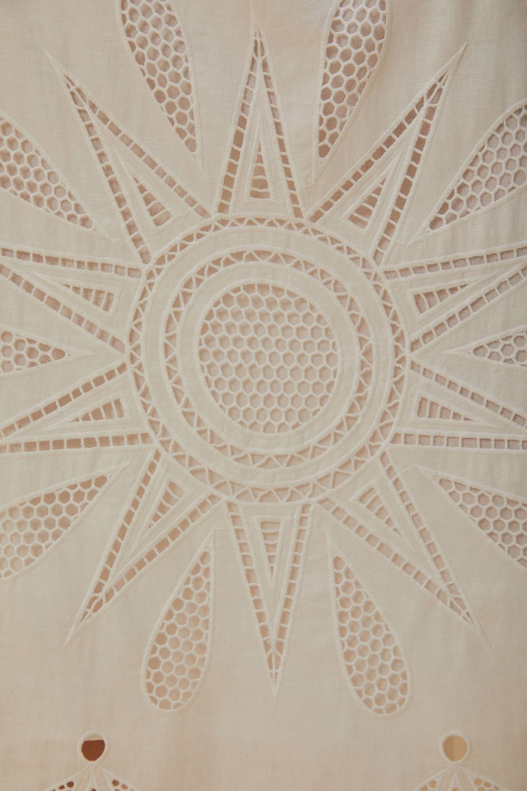 Robe midi à bretelles Richelieu en lin - Blanc