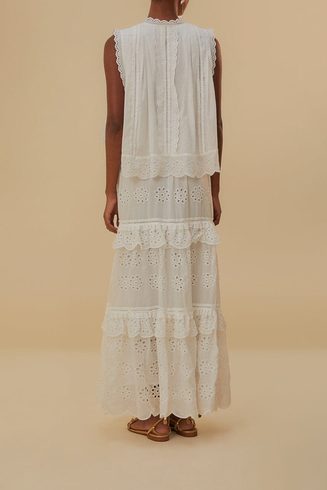 Jupe longue taille basse en coton - Blanc