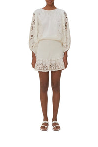 White Richillieu short skirt - White