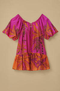Robe courte à épaules dénudées en coton - Rose