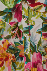 Blouse Painted Flowers à manches courtes en coton - Multicolore