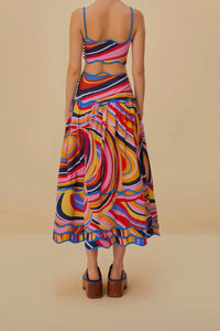 Jupe midi Multicolor Waves - Multicolore
