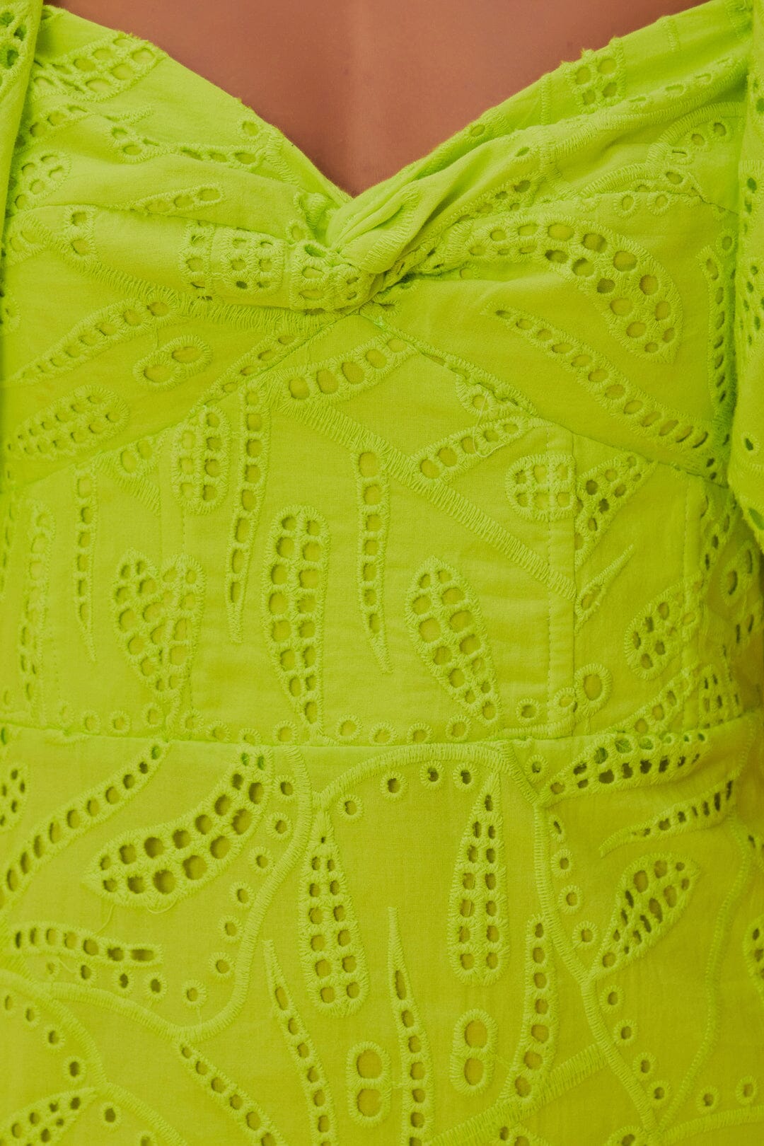 Robe courte Monstera à manches courtes en coton - Vert