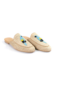 MEDIA OFF LINE_Mules artisanales Perroquet en raphia - Beige