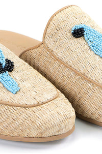 MEDIA OFF LINE_Mules artisanales Perroquet en raphia - Beige
