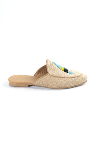 MEDIA OFF LINE_Mules artisanales Perroquet en raphia - Beige