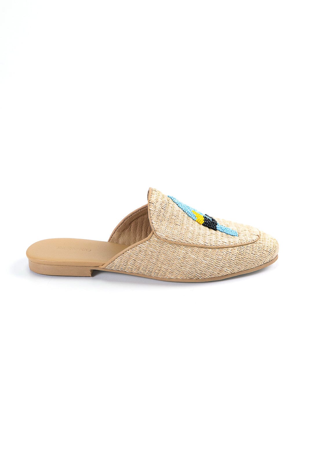 MEDIA OFF LINE_Mules artisanales Perroquet en raphia - Beige