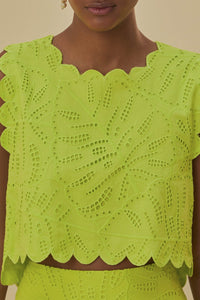 MEDIA OFF LINE_Top court Monstera Eyelet - Vert
