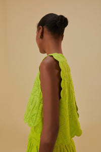 MEDIA OFF LINE_Top court Monstera Eyelet - Vert