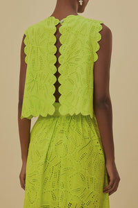 MEDIA OFF LINE_Top court Monstera Eyelet - Vert