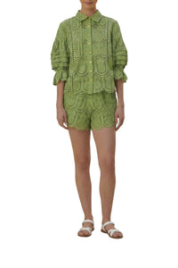 Blouse Ananas à œillets en coton - Vert