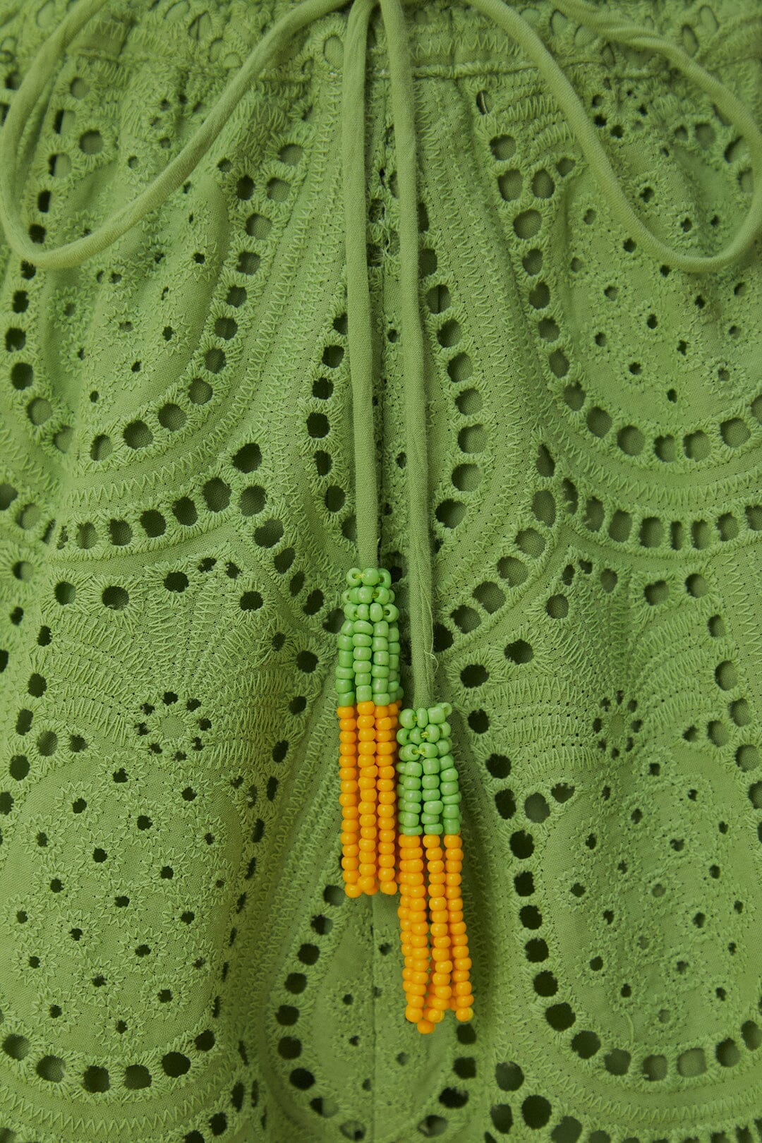 MEDIA OFF LINE_Pineapple cotton eyelet shorts - Green