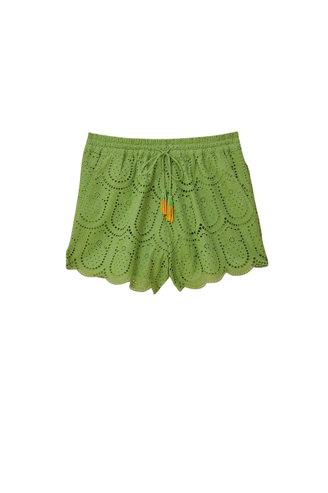 MEDIA OFF LINE_Pineapple cotton eyelet shorts - Green