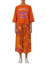 T-shirt Farmrio à coupe carrée en coton - Orange