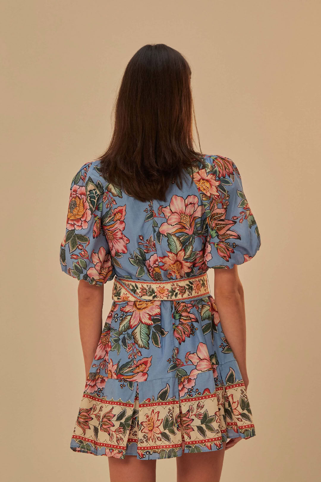 Robe courte Wonderful Bouquet en coton - Bleu