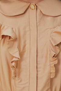 MEDIA OFF LINE_Robe courte à manches courtes en coton - Beige