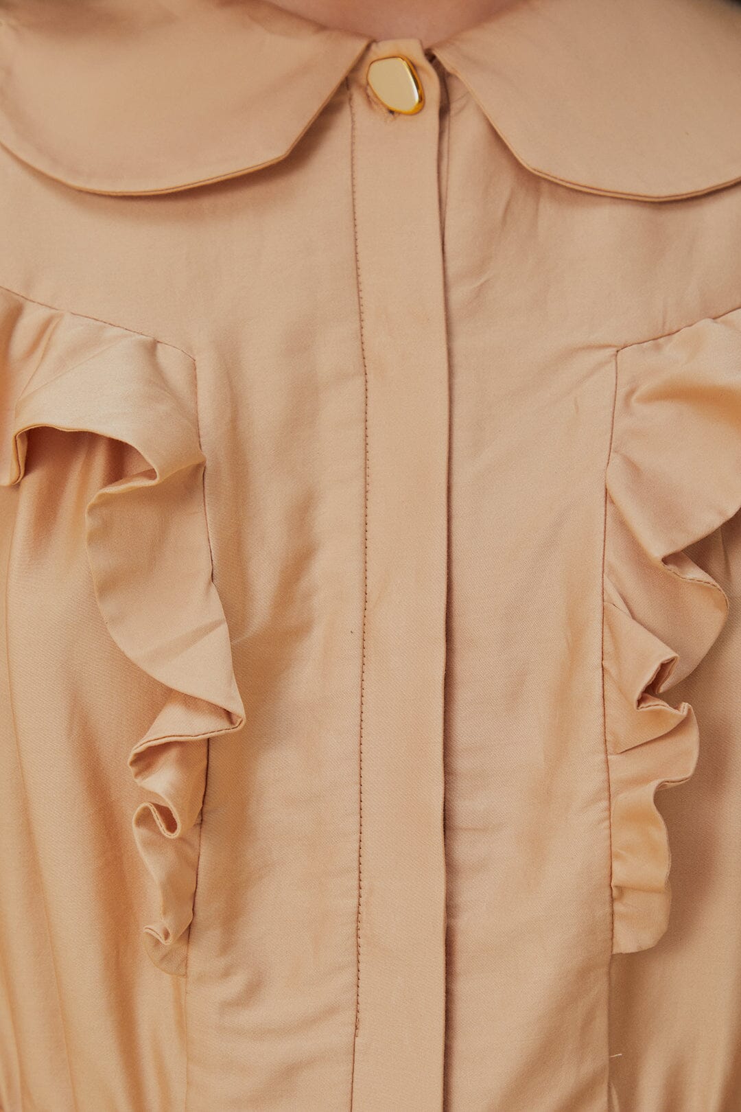 MEDIA OFF LINE_Robe courte à manches courtes en coton - Beige