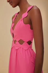 Cotton cut-out midi dress - Pink