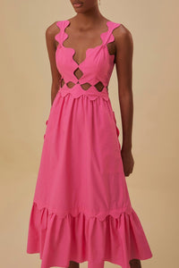Cotton cut-out midi dress - Pink
