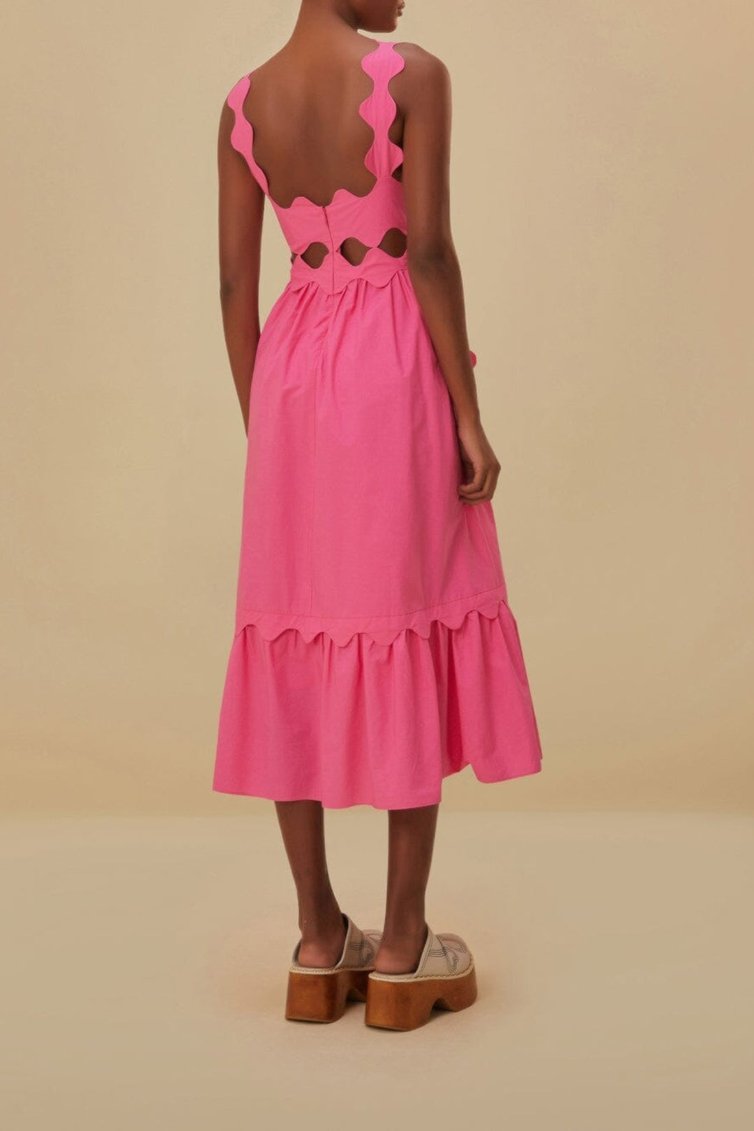 Cotton cut-out midi dress - Pink