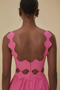 Cotton cut-out midi dress - Pink