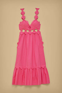 Cotton cut-out midi dress - Pink