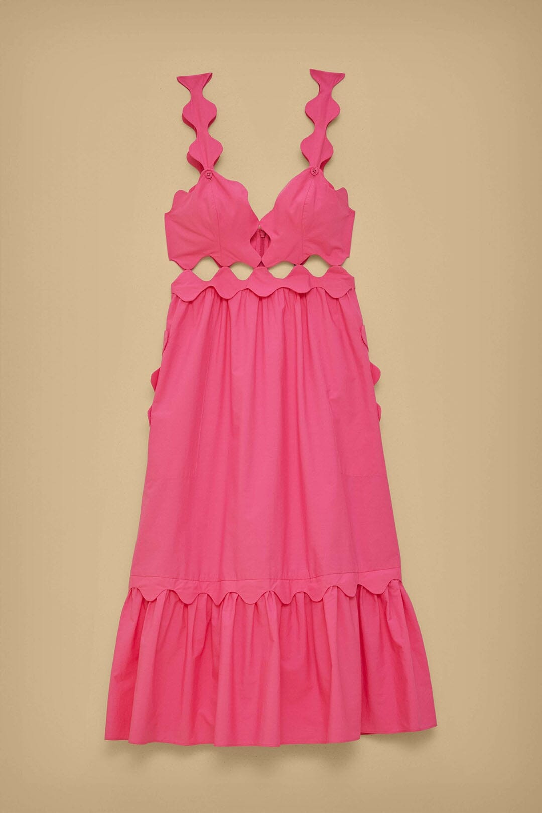 Cotton cut-out midi dress - Pink