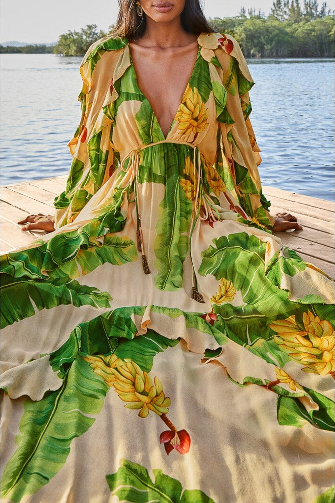 Robe longue Fresh Bananas - Vert