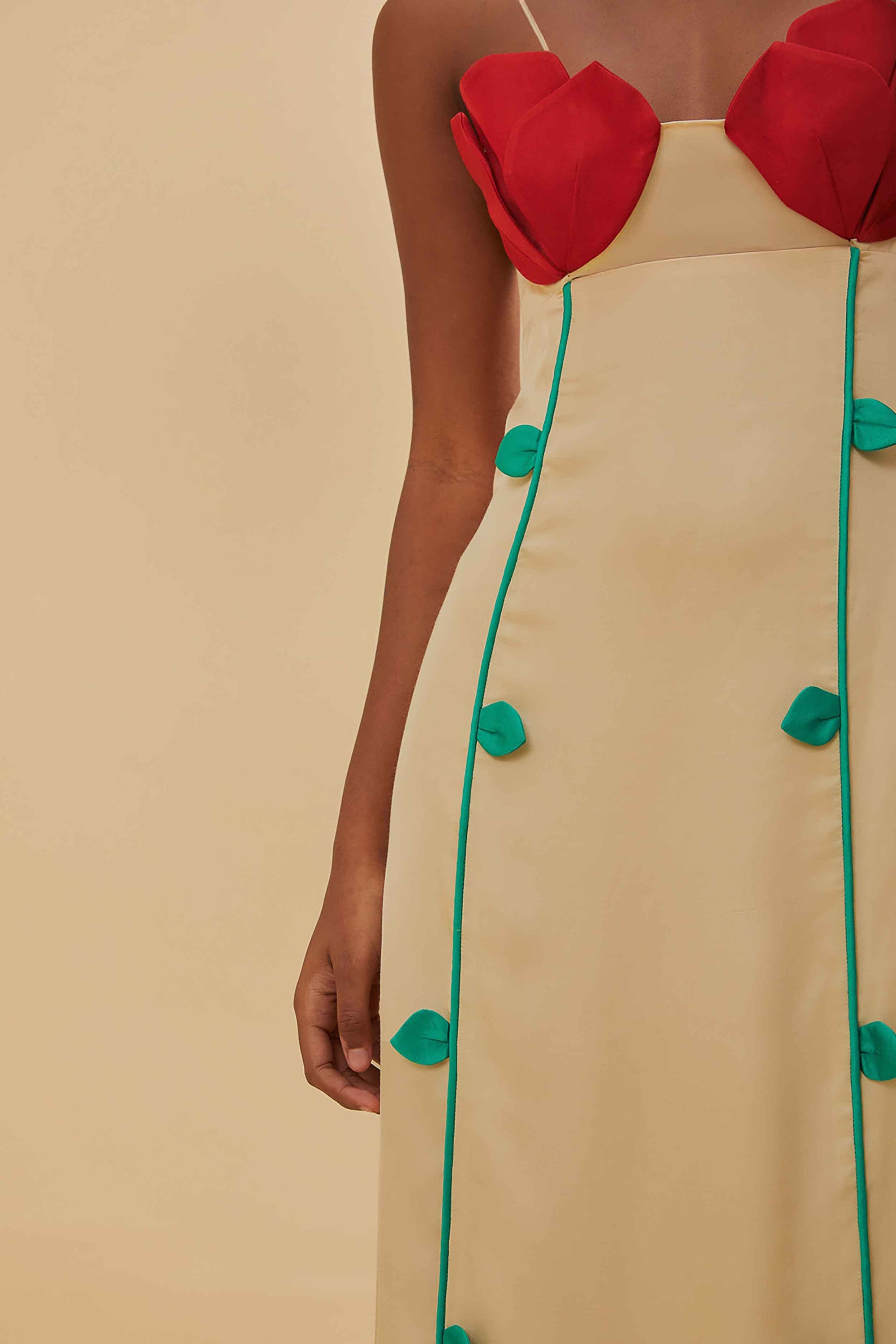 Robe longue à bretelles - Beige