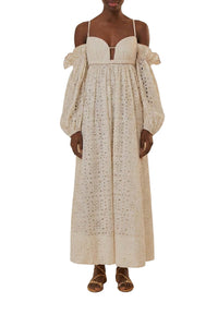 Robe longue 3D Flower - Blanc