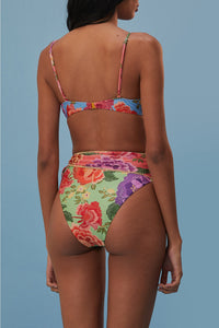 Bas de bikini taille haute à nouer à la taille - Multicolore