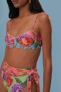 Bas de bikini taille haute à nouer à la taille - Multicolore